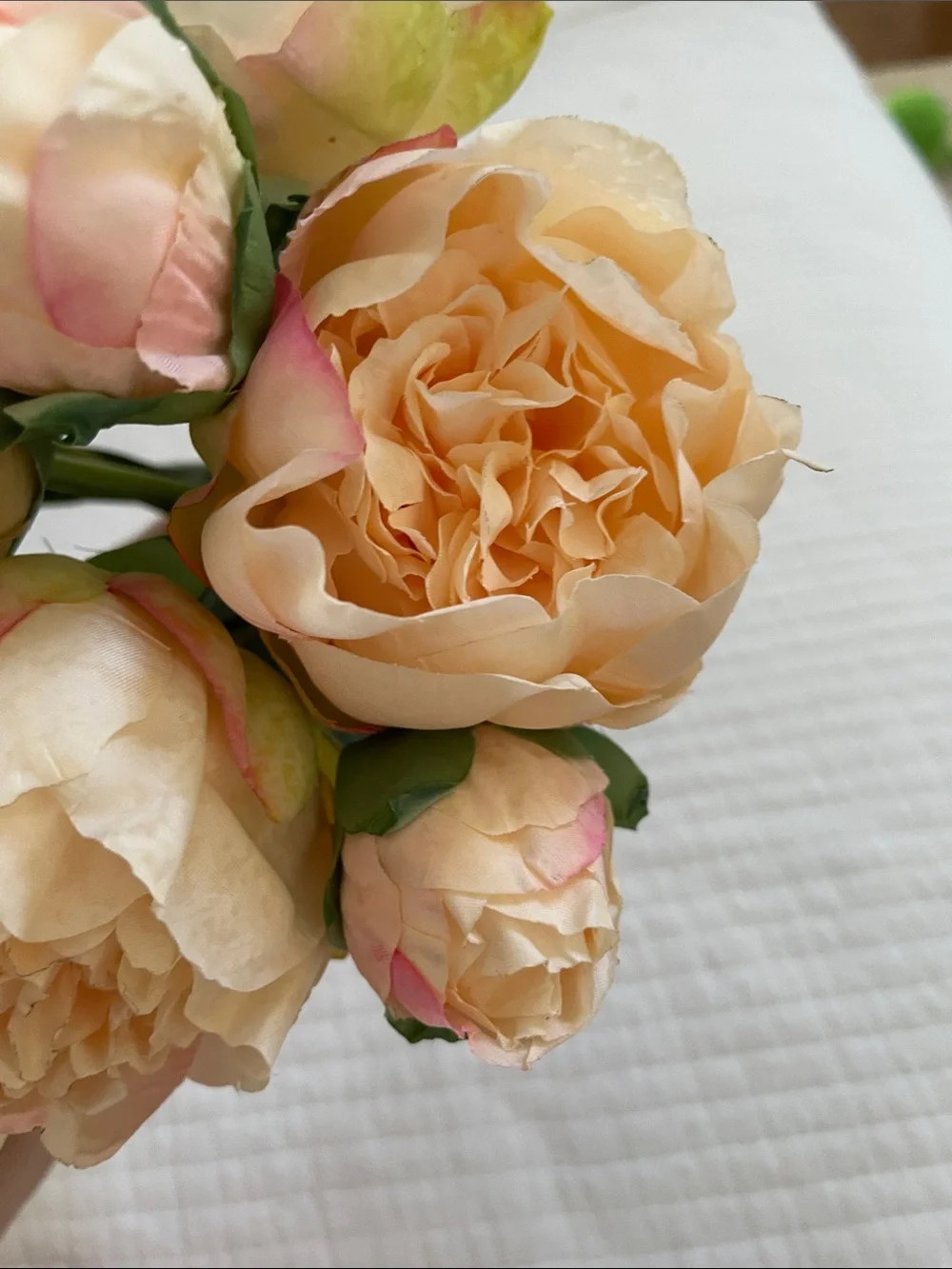 Peach pink  Blush Artificial Peony Bouquet - Home Accents